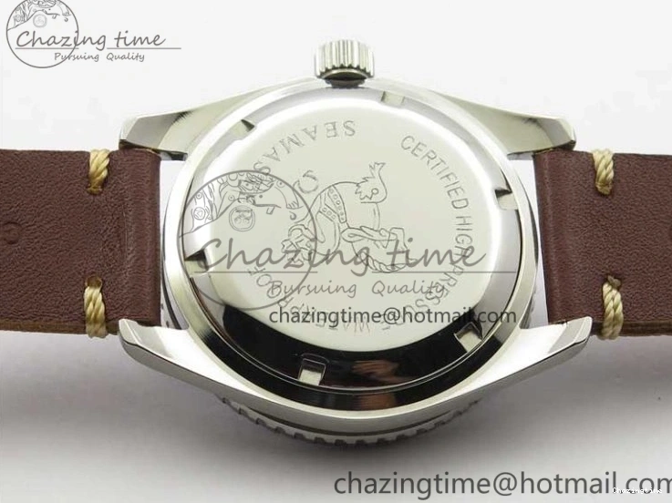 1219 Vintage Seamaster 300 No Date SS B12 Black Dial On Brown Leather Strap A2836 (Free Nylon Strap) Comfortable 7912